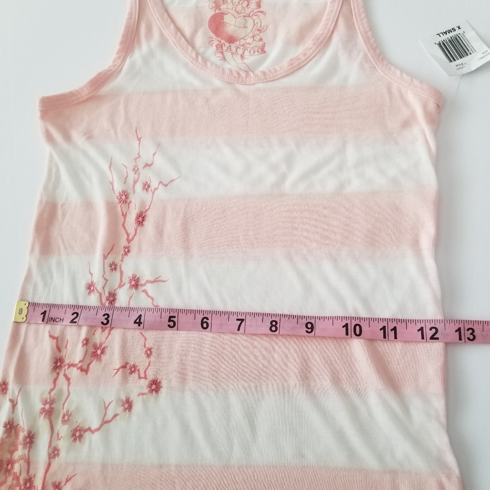 Blue Tattoo Flower Print Tank Top - Picture 9 of 10